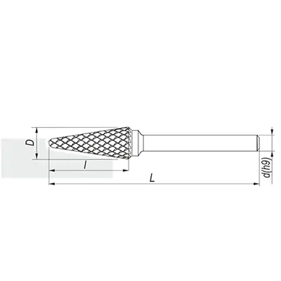 Борфреза сфероконическая с двойной насечкой, тип L 3х3х12,7х38